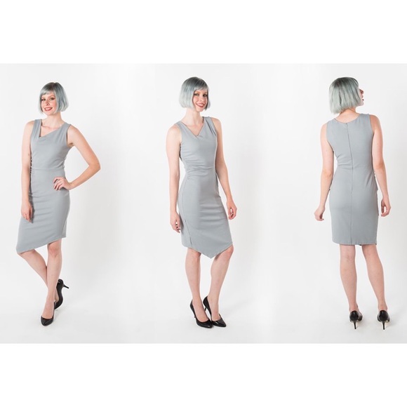 Betabrand Asymmetrical No Sweat Cocktail Dress in Gray - Picture 10 of 11